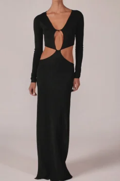 Long Sleeve Cut Out Maxi Dress