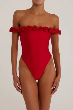 Rosette Off Shoulder One Piece