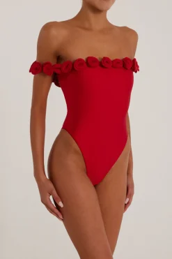 Rosette Off Shoulder One Piece