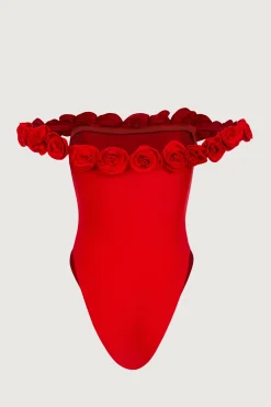 Rosette Off Shoulder One Piece