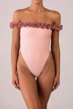 Rosette Off Shoulder One Piece