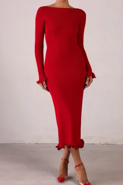 Ruffle Hem Midi Dress