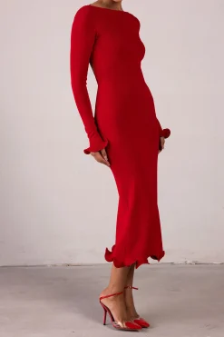 Ruffle Hem Midi Dress