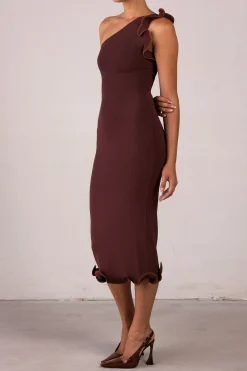 Ruffle Hem One Shoulder Dress