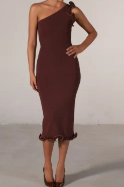 Ruffle Hem One Shoulder Dress
