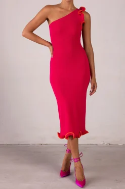 Ruffle Hem One Shoulder Dress