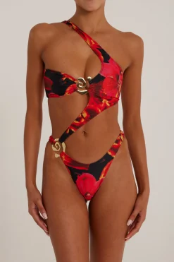Spiral One Shoulder One Piece
