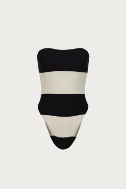Stripe Strapless One Piece