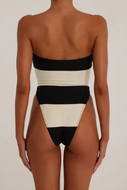 Stripe Strapless One Piece