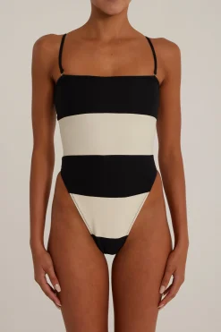 Stripe Strapless One Piece