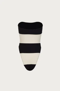Stripe Strapless One Piece